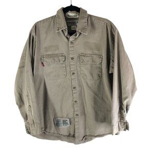 Amorex Khaki Flame Resistant Long Sleeve Button-Up Work Shirt Mens Size XL